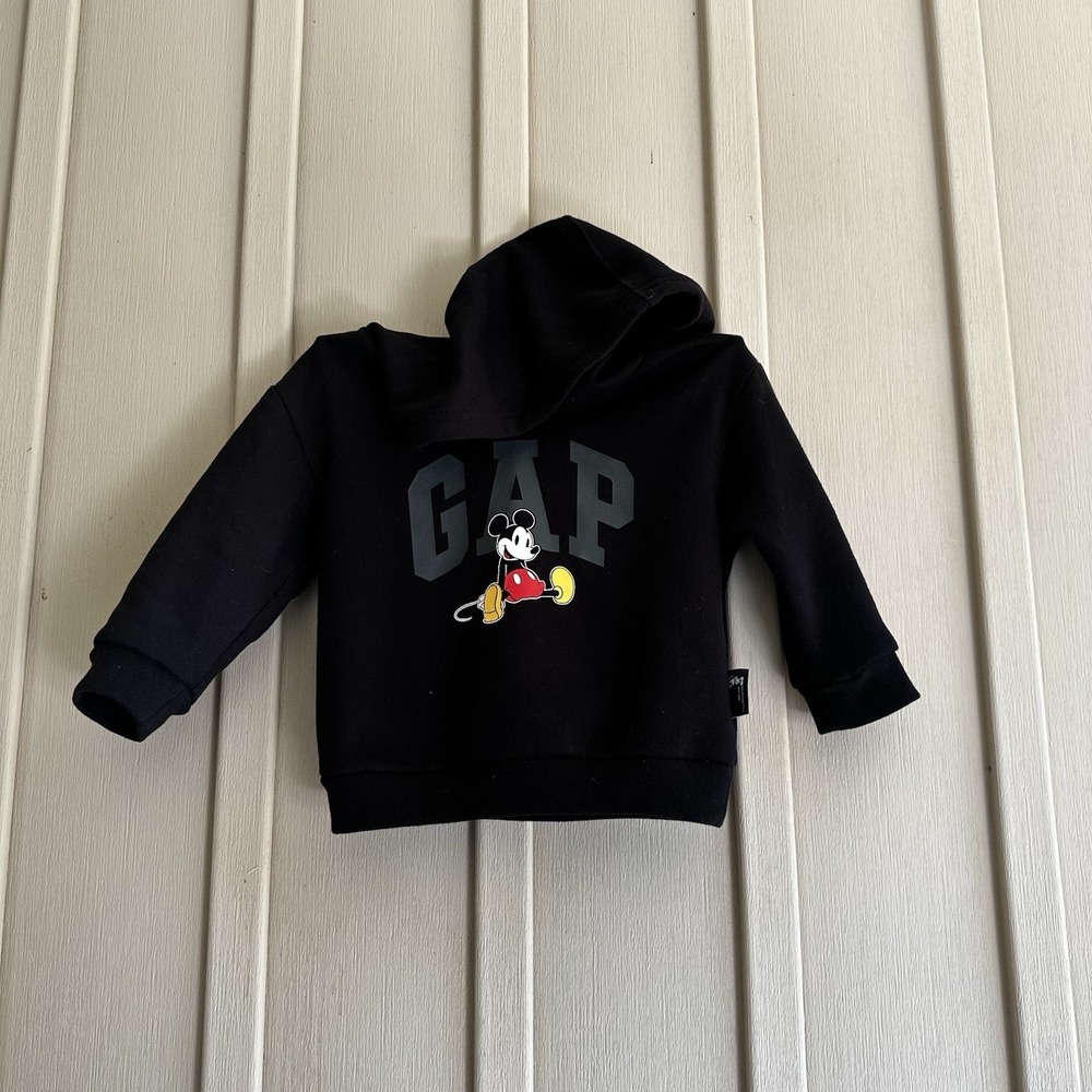 Disney Gap Mickey Mouse Black Hoodie Pullover 12-18 Months Toddler Boys Girls